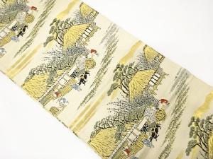 アンティーク　時代風景模様織出し袋帯（材料）